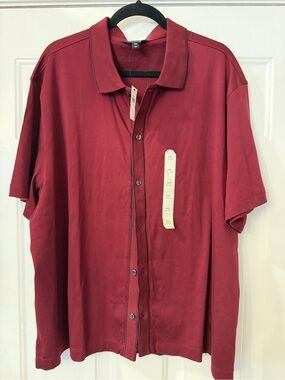 Banana Republic Men's Button-Down Short Sleeve polo - Burgundy XXL